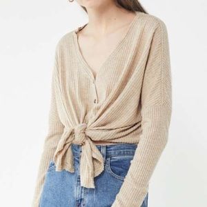 UO Jojo Oversized Thermal Button-Front Top